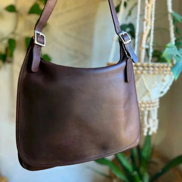 Vintage Coach Hippie Flap Shoulder Bag E0P-9135 Brown Leather Made in Costa Rica - Picture 1 of 15
